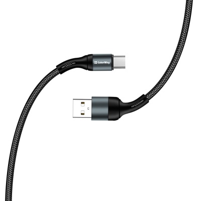 Дата кабель USB 2.0 AM to Type-C 1.0m nylon black ColorWay (CW-CBUC045-BK)