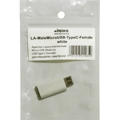 Перехідник Lapara Micro USB Male to USB 3.1 Type-C Female white (LA-MaleMicroUSB-TypeC-Female white)