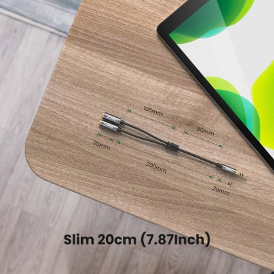 Кабель мультимедійний 3.5mm M to 2x3.5mm F 0.2m AV123 black UGREEN (10532)