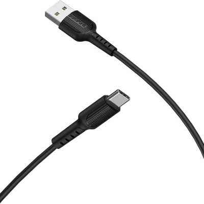 Дата кабель USB 2.0 AM to USB-C 1.0m 2A PVC BX16 black BOROFONE (6957531099475)