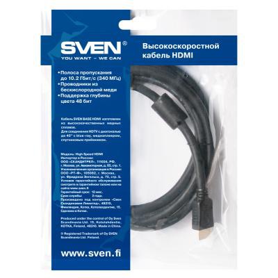 Кабель мультимедийный HDMI to HDMI 1.0m SVEN (1300104)