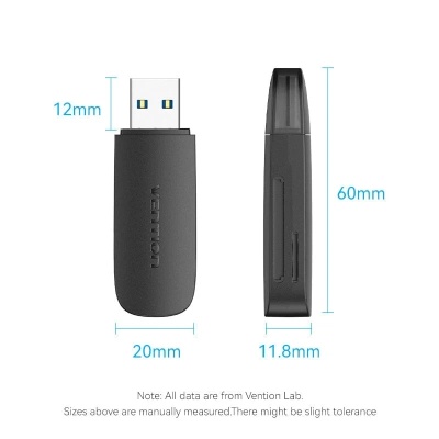 Зчитувач флеш-карт Vention USB 3.0 to SD+TF Black Dual Drive Letter (CLGB0)