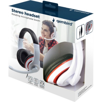 Навушники Gembird MHS-03 White/Red/Black (MHS-03-WTRDBK)