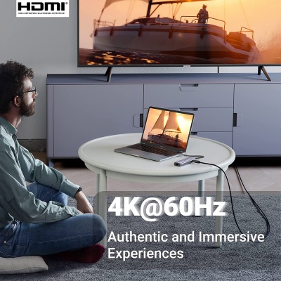 Концентратор Ugreen USB3.1 Type-C to HDMI/USB 3.0x2/RJ45/SD/TF/PD 100W CM512 (60515)