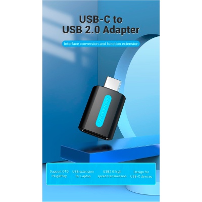 Перехідник USB 2.0 Type-C to USB AF (OTG) Vention (CDTB0)