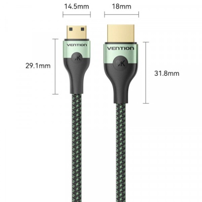 Кабель мультимедійний HDMI M to HDMI mini M 1.0m V2.1 8K 60Hz green Vention (AGJGF)