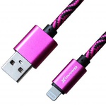 Дата кабель USB 2.0 AM to Lightning 1.0m Rose/Black Grand-X (FL05RSB)