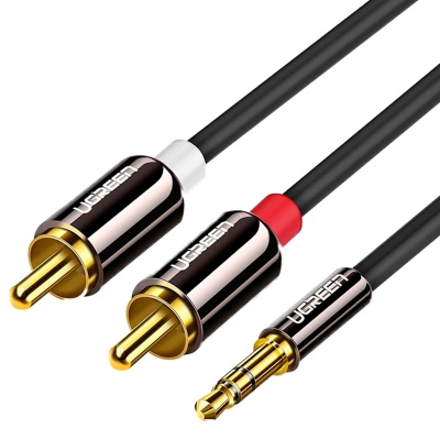 Кабель мультимедійний 3.5mm M to 2xRCA M 5.0m AV116 black UGREEN (10591)