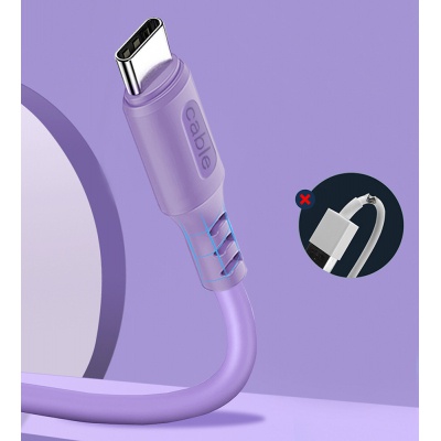 Дата кабель USB 2.0 AM to Type-C 1.0m soft silicone violet ColorWay (CW-CBUC044-PU)