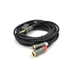 Кабель мультимедійний 3.5mm M to 2xRCA M 3.0m black VEGGIEG (YT-AR2-3)