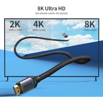 Кабель мультимедійний HDMI to HDMI 2.0m V2.1, 8K60Hz Choetech (XHH01)