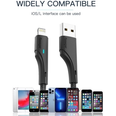 Дата кабель USB 2.0 AM to Lightning 0.25m 2.4A black Essager (EXCL-LSB01)