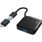 Концентратор Hama 4 Ports USB 3.2, USB-C Adapter Black (00200116)