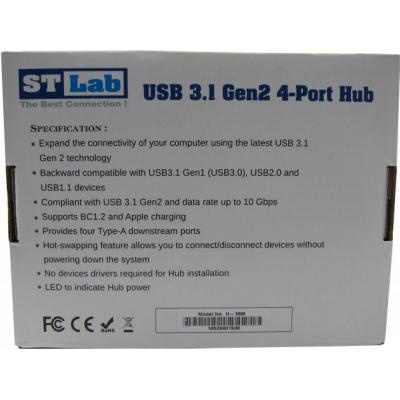 Концентратор ST-Lab USB 3.1 Gen2 Type-C - 4x USB-Type-A, Power Adapter 5V/2A (U-1690)