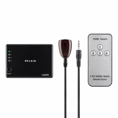 Коммутатор видео Belkin HDMI SwitchBox High Speed w/Ethernet, (4 вх, 1 вых) (F3Y045bf)
