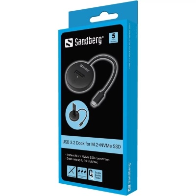 Док-станція для накопичувачів Sandberg USB3.2 Type-C toSSD M.2 NVMe M Key (136-47)