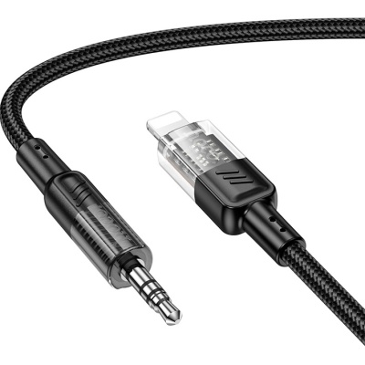 Кабель мультимедійний Lightning to 3.5mm M 1.0m Black HOCO (6942007612524)