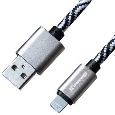 Дата кабель Grand-X USB - Lightning, White/Black, 1m (FL05WB)