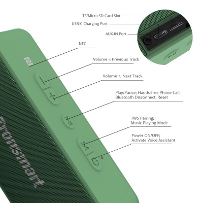 Акустична система Tronsmart Element T2 Plus Green (370729)