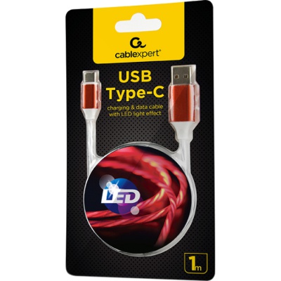 Дата кабель USB 2.0 AM to Type-C 1.0m 2A Cablexpert (CC-USB-CMLED-1M)