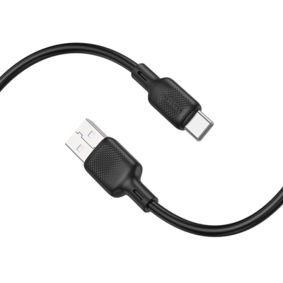 Дата кабель USB 2.0 AM to USB-C 1.0m silicone black BOROFONE (6941991115431)