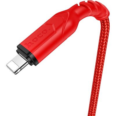 Дата кабель USB 2.0 AM to Lightning 1.0m 2.4A nylon X59 red HOCO (6931474744876)