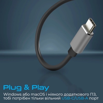 Концентратор Promate USB-C 4-in-1 порти Promate litehub-4.grey (litehub-4.grey)