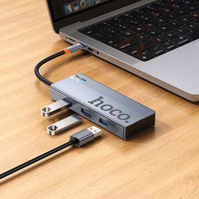 Концентратор HOCO USB-C to HDMI+PD+3xUSB3.0 HB50 Deep Space Gray (6942007647298)