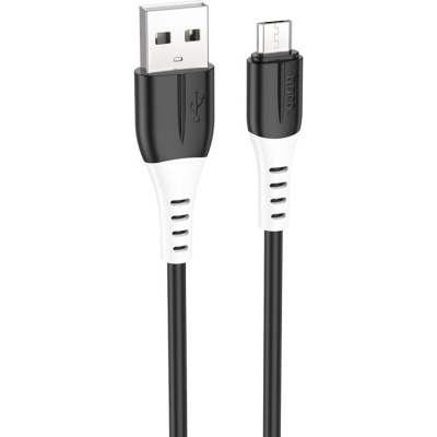 Дата кабель USB 2.0 AM to Micro 5P 1.0m 2.4A silicone X82 black HOCO (6931474768551)