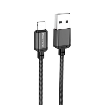 Дата кабель USB 2.0 AM to Lightning 1.0m 2.4A nylon BX87 black BOROFONE (6974443389005)
