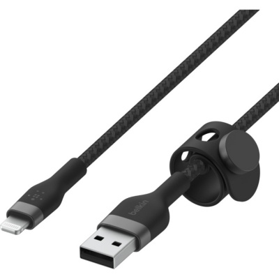 Дата кабель USB 2.0 AM to Lightning 1.0m BRAIDED SILICONE black Belkin (CAA010BT1MBK)