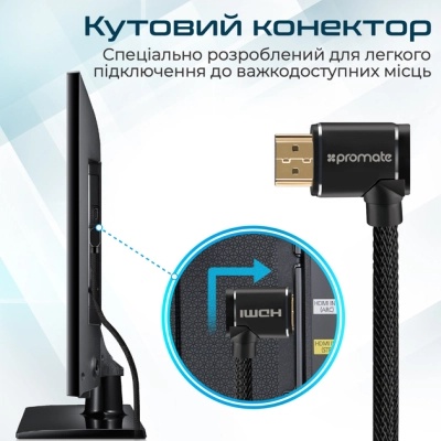 Кабель мультимедійний HDMI to HDMI v.2.0 prolink4k1-150.black Promate (prolink4k1-150.black)