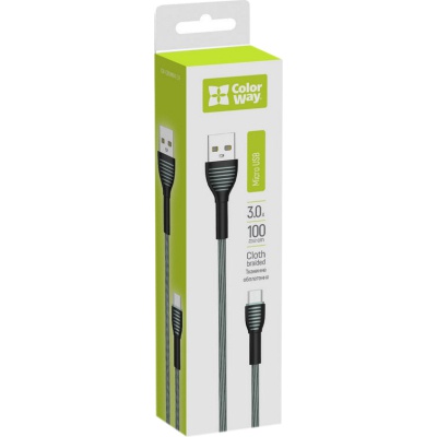 Дата кабель USB 2.0 AM to Micro 5P 1.0m ColorWay (CW-CBUM041-GR)