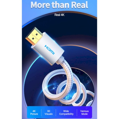 Кабель мультимедійний HDMI to HDMI 10.0m V2.0 4K 60Hz Silver Metal Type Vention (AABIL)