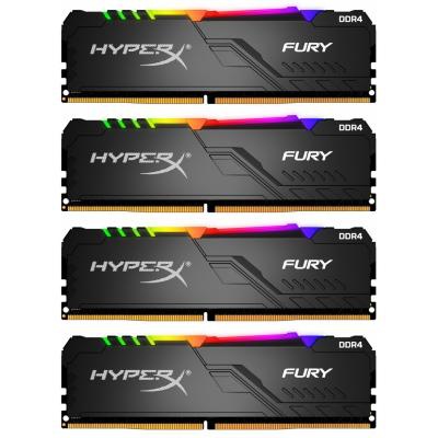 Модуль памяти для компьютера DDR4 128GB (4x32GB) 3200 MHz HyperX Fury RGB Kingston Fury (ex.HyperX) (HX432C16FB3AK4/128)