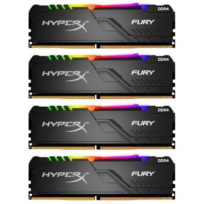 Модуль памяти для компьютера DDR4 128GB (4x32GB) 3200 MHz HyperX Fury RGB Kingston Fury (ex.HyperX) (HX432C16FB3AK4/128)