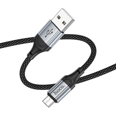 Дата кабель USB 2.0 AM to Micro 5P 1.0m 2.4A nylon X102 black HOCO (6942007608763)