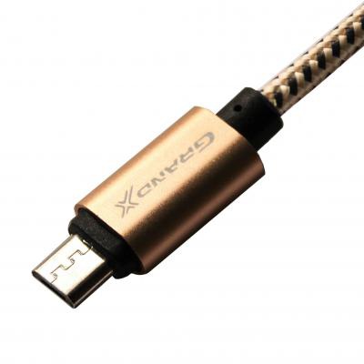 Дата кабель USB 2.0 AM to Micro 5P 1.0m Yellow-Black/Gold Grand-X (FM01YBG)