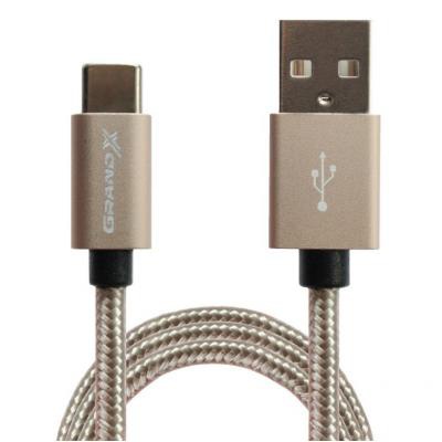 Дата кабель USB 3.0 - Type C, Cu, 3A, Gold, 1m, Grand-X (FC03)