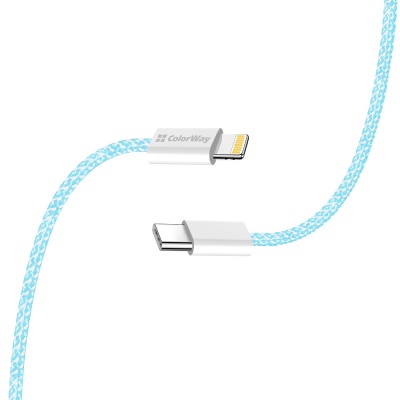 Дата кабель USB-C to Lightning 1.0m 27W blue ColorWay (CW-CBPDCL061-BL)