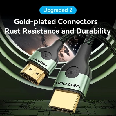 Кабель мультимедійний HDMI M to HDMI M 1.5m 8K ultra thin cotton braided green Vention (ALOGG)