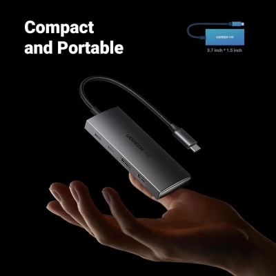 Концентратор Ugreen USB-C to 2xUSB 3.2 + 2xUSB-C 10Gbps CM480 gray (30758)