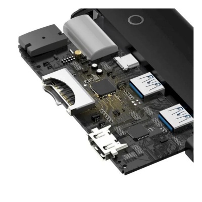 Концентратор Baseus USB-C 6-in-1 HDMI + 2xUSB 3.0 + PD + SD/TF black (WKQX050101)