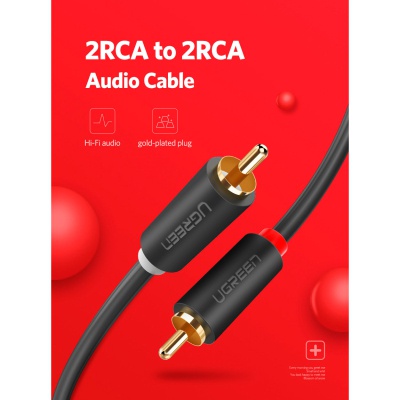 Кабель мультимедійний 2xRCA M to 2xRCA M 3.0m AV104 black UGREEN (10519)