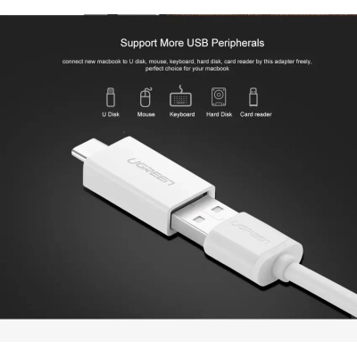 Перехідник OTG USB 3.0 AF to USB-C US173 White UGREEN (30155)