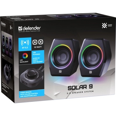 Акустична система Defender Solar 9 LED Bluetooth USB Black (65939)