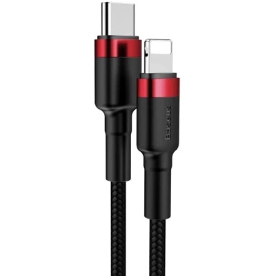 Дата кабель USB-C to Lightning 1.0m Cafule PD 20W red+black Baseus (CATLKLF-91)