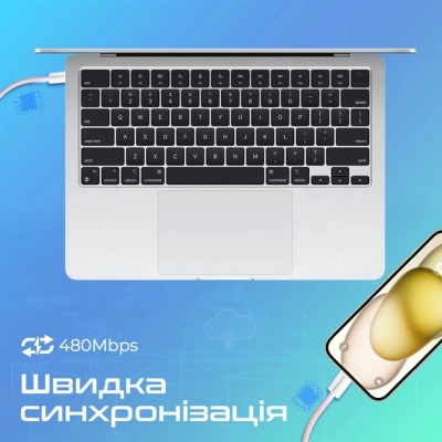 Дата кабель USB-C to USB-C ecoline-cc200.pink Promate (ecoline-cc200.pink)