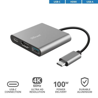 Концентратор Trust Dalyx 3-in-1 Multiport USB-C Adapter ALUMINIUM (23772_TRUST)