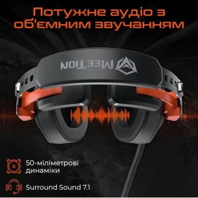 Навушники Meetion HP099 Black/Orange (MT-HP099-A)